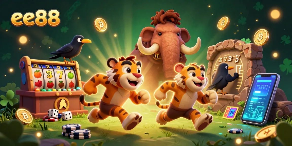 Experience thrilling gameplay at ee88 with a unique prehistoric casino featuring vibrant characters and classic elements.