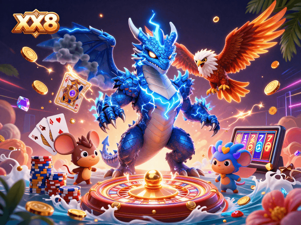 Engage in thrilling gameplay with XX8 as vibrant characters and casino elements come to life.