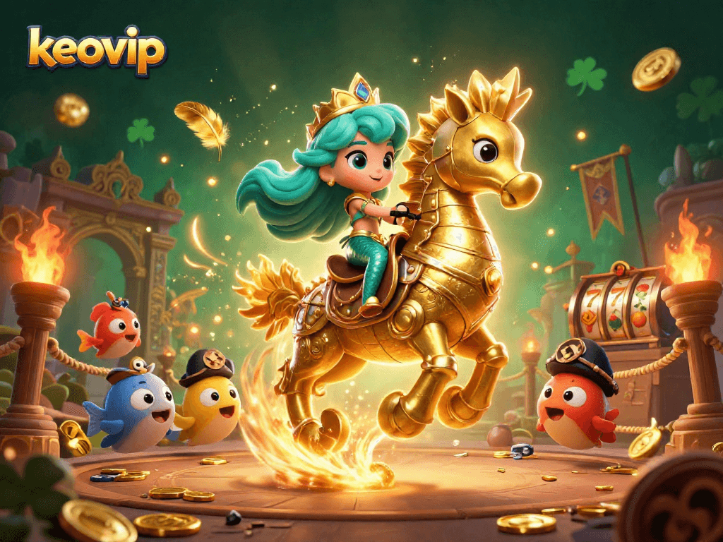 Experience excitement with keovip's vibrant casino-themed mermaid scene.