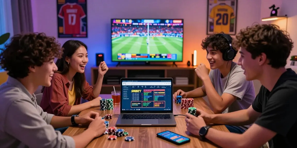 Online gambling excitement at https://shbet.cruises/ with friends gathered around a digital device, discussing strategies in a cozy setting.