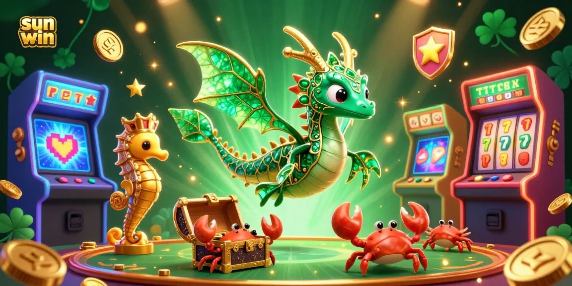 Experience the thrilling sun win casino adventure with a radiant sea dragon and action-packed gaming elements.