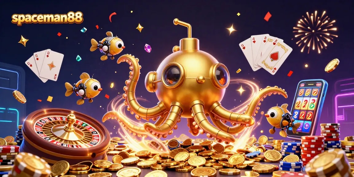 Experience the excitement of gambling with spaceman88's theme of golden treasures and vibrant animations.