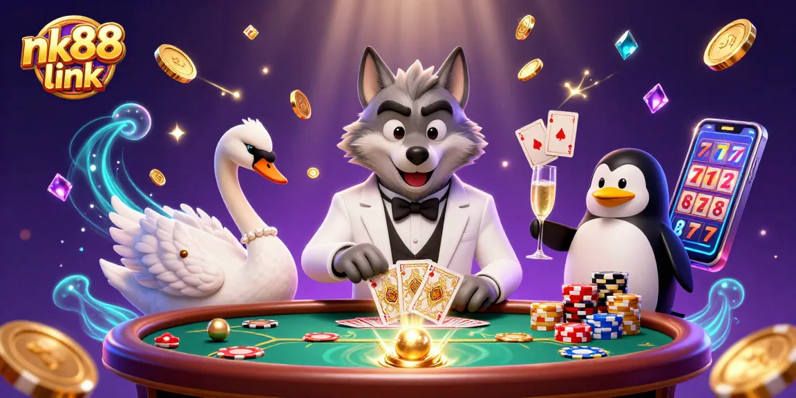 Experience the excitement at nk88 link with this visually captivating casino scene featuring playful characters.