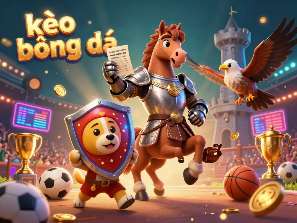 Engage with kèo bóng đá through thrilling sports betting visuals featuring a knight and puppy.