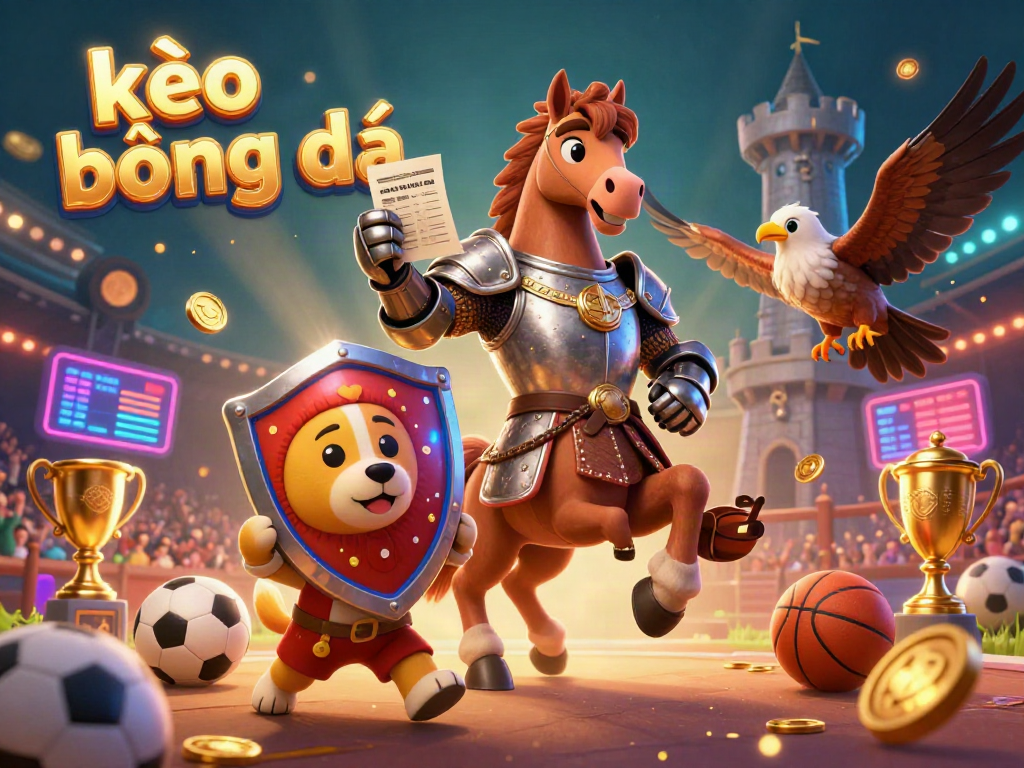 Engage with kèo bóng đá through thrilling sports betting visuals featuring a knight and puppy.
