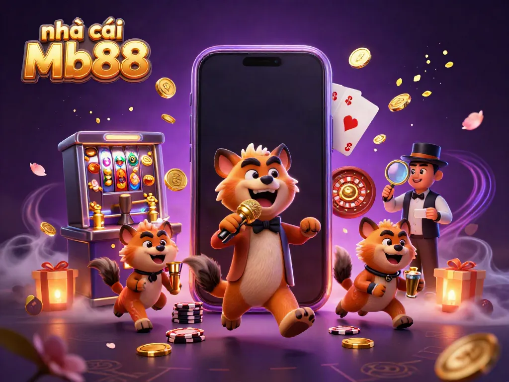 Engaging scene of nhà cái Mb88 with hyenas at a comedy casino club, emphasizing diverse gaming elements.