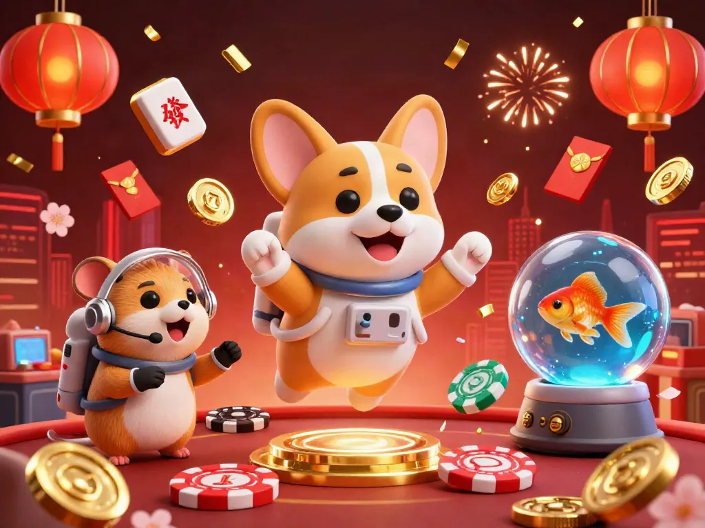 Experience the excitement of tải sun win with a playful 3D cartoon scene featuring floating poker chips, gold coins, and whimsical characters.
