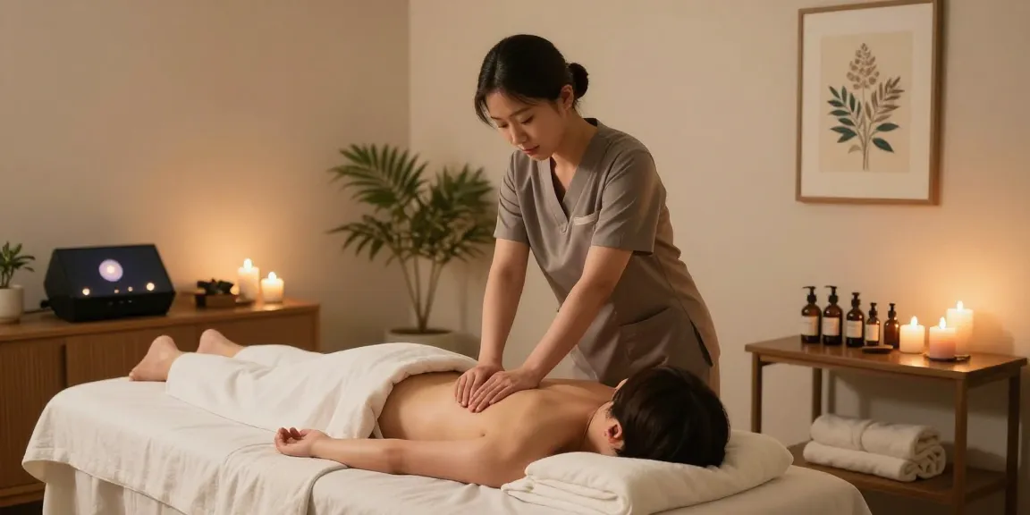Experience the best 강남출장마사지 in a tranquil home setting with a professional therapist providing a soothing massage.