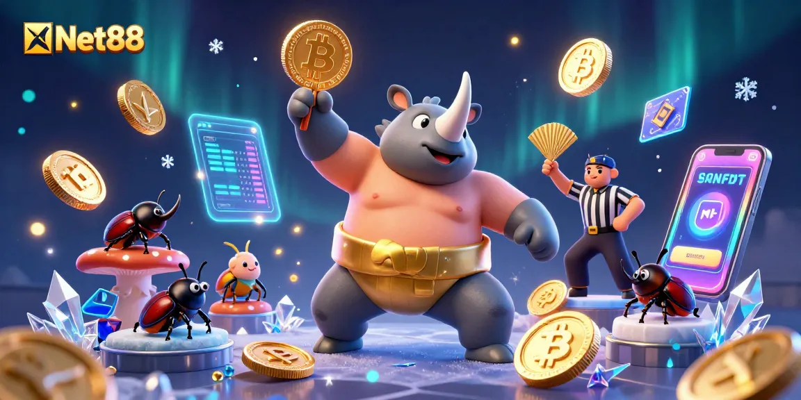 Engage with Net88's thrilling gambling action in this vibrant, animated casino scene.
