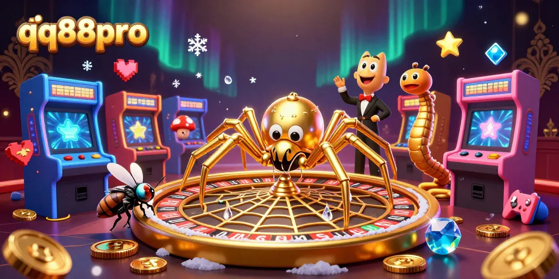 Experience the thrilling casino atmosphere at qq88pro with the golden spider, roulette, and more!
