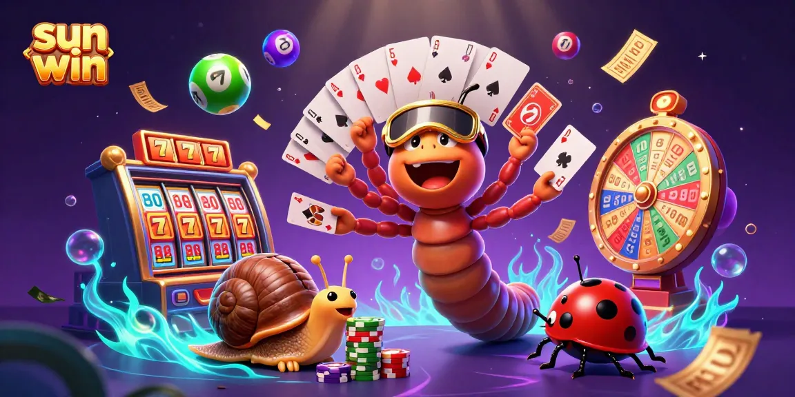 Experience exciting gameplay with sun win characters in a vibrant 3D casino illustration