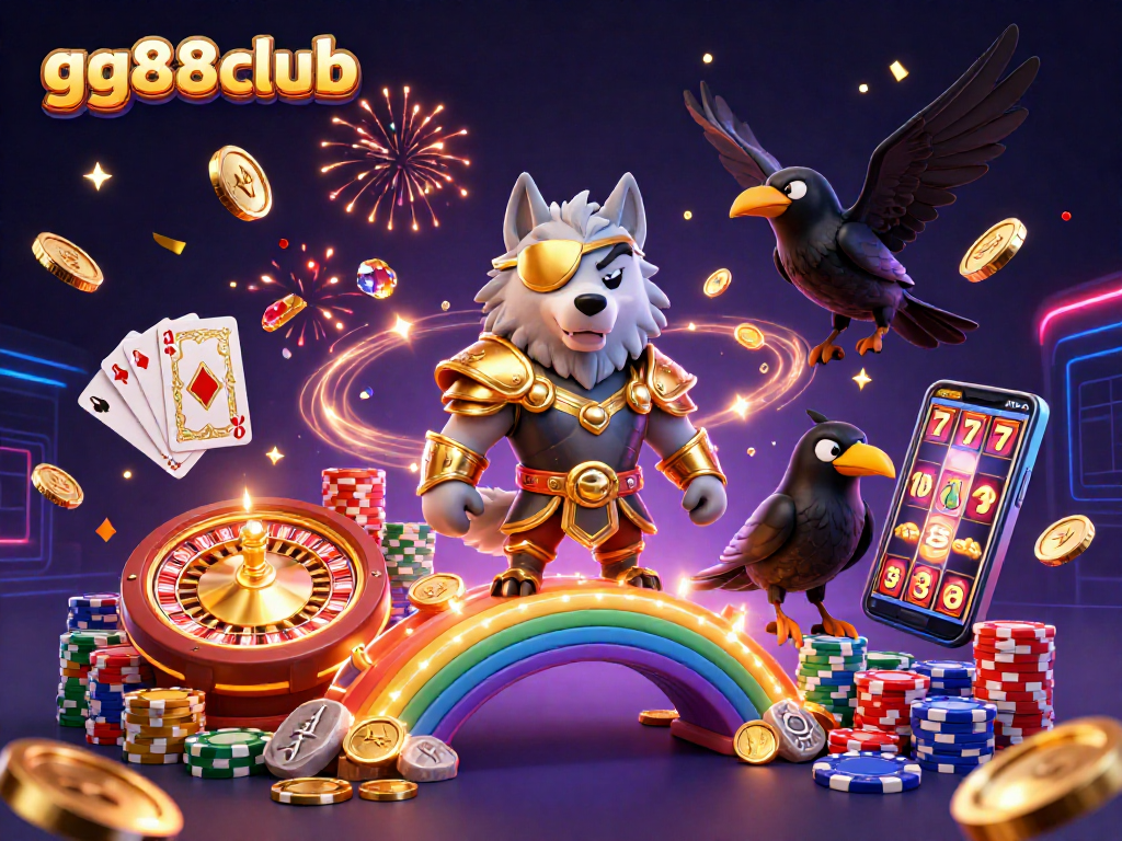 Join the exciting world of gg88club with captivating Norse-themed casino illustrations and dynamic gaming elements.