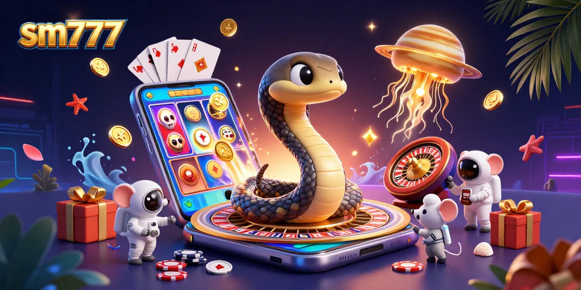 Engage with sm777, the vibrant casino scene featuring astronaut mice betting and a cosmic dealer.
