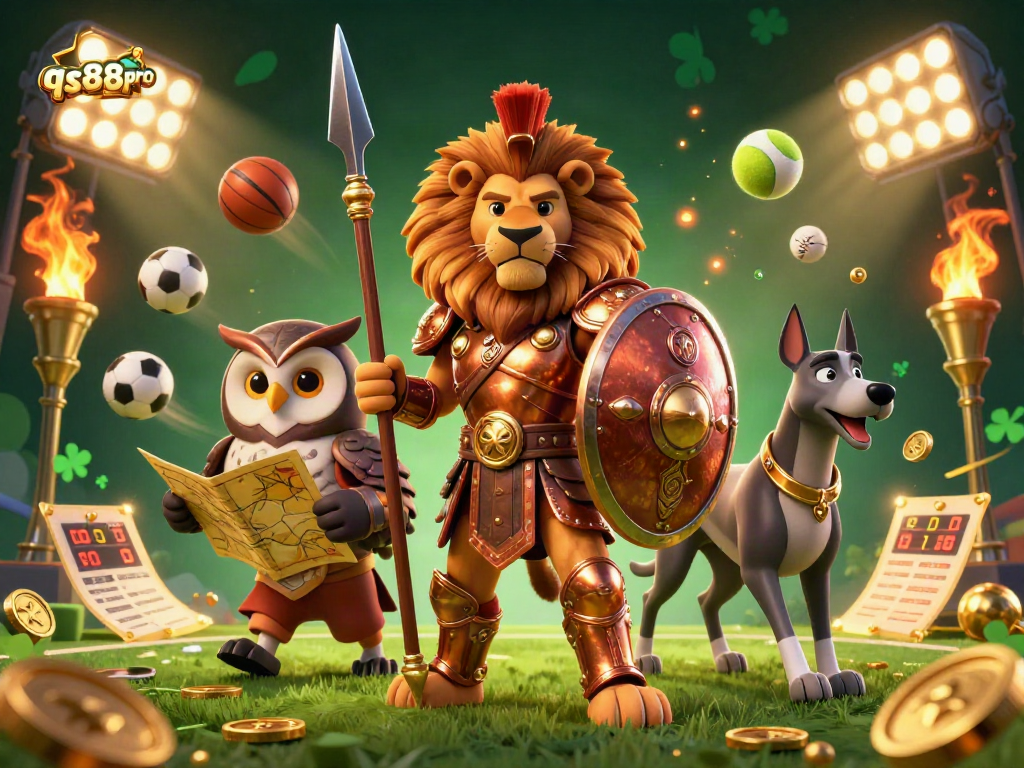 Bet on victory with qs88pro as a heroic Spartan lion and supporting characters dominate the scene.