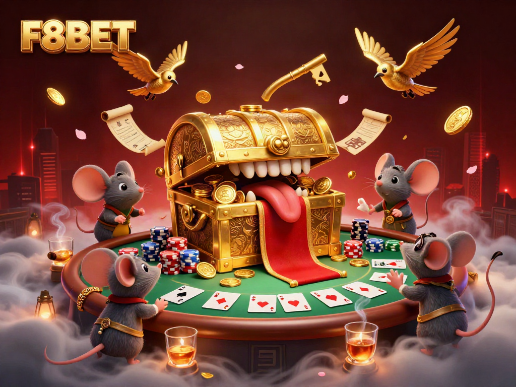 Experience thrilling action at F8BET casino with vibrant 3D illustration of adventure and winnings