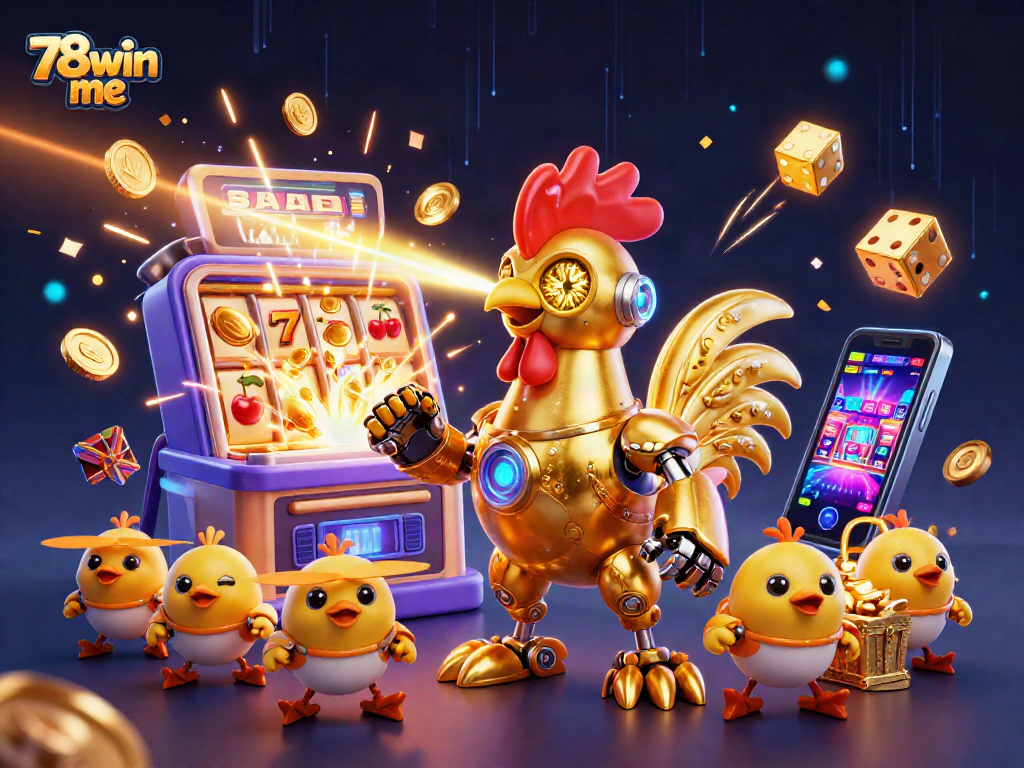Experience thrilling gaming at 78win me with a golden rooster robot and dynamic slot action.