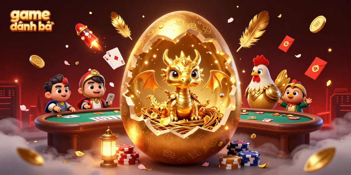 Experience the thrill of game đánh bài with a golden dragon in a vibrant casino scene.
