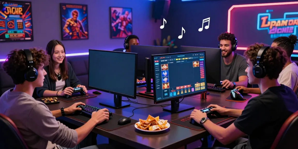 Engaging online casino gaming scene showcasing friends enjoying various games not on GamStop.