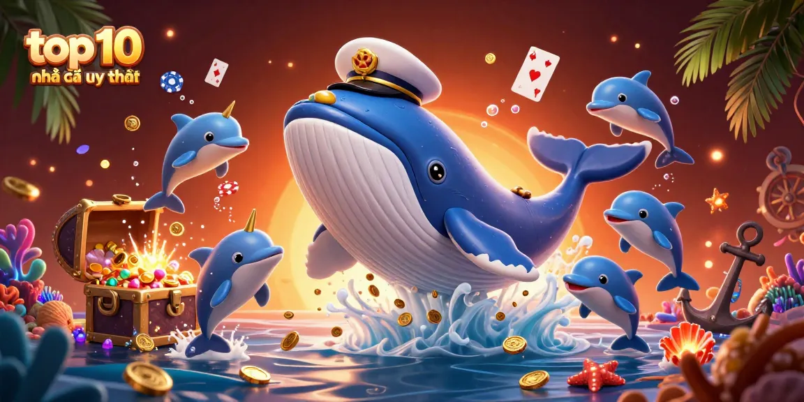 Experience the excitement of top 10 nhà cái uy tín with vibrant 3D characters swimming through coins!