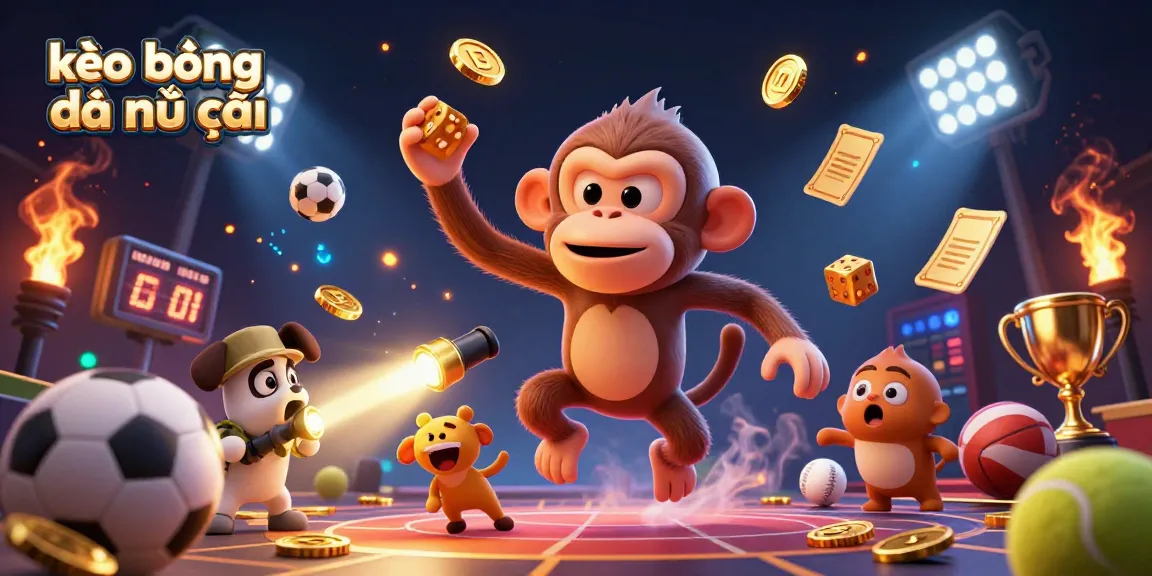 Betting excitement in "kèo bóng đá nhà cái" scene with dynamic sports elements and ghostly characters.