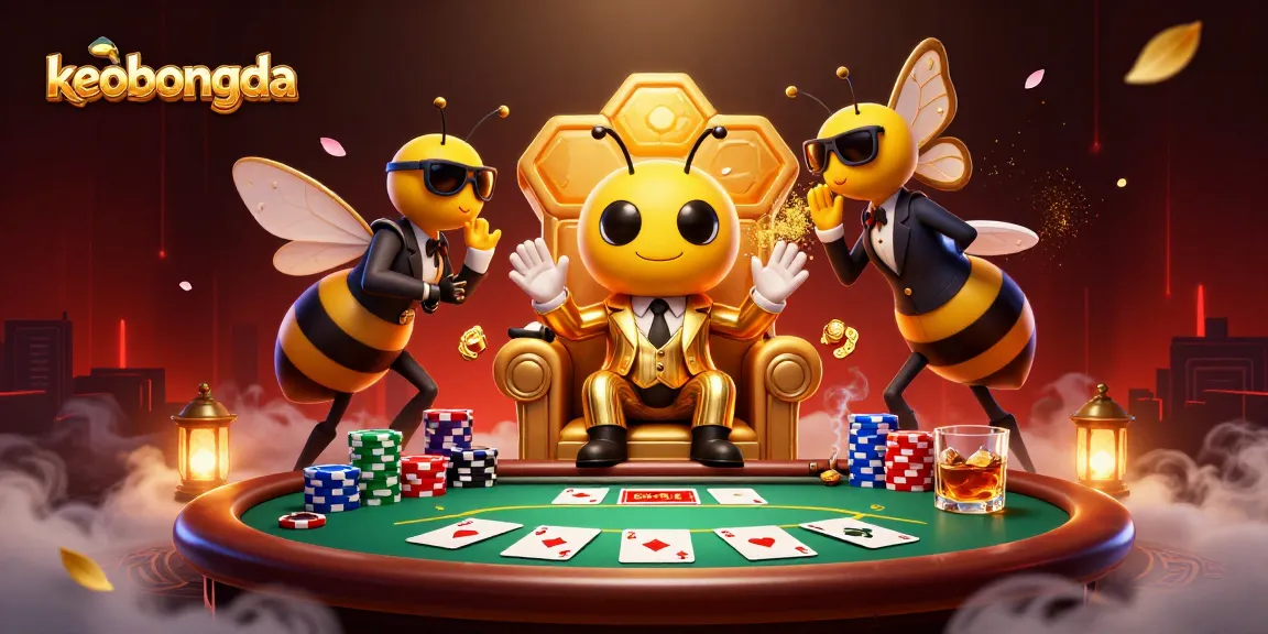 Engage with keobongda's exciting poker scene featuring a mob boss, thrilling game elements, and an energetic atmosphere.
