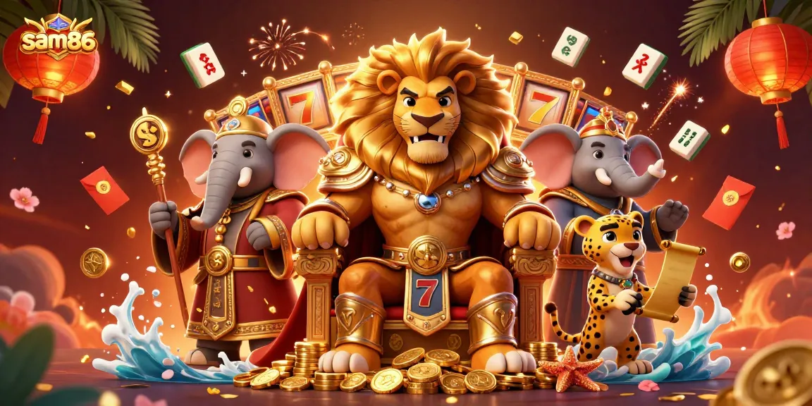 Experience thrilling gameplay with sam86 at a dynamic online casino illustrated scene.