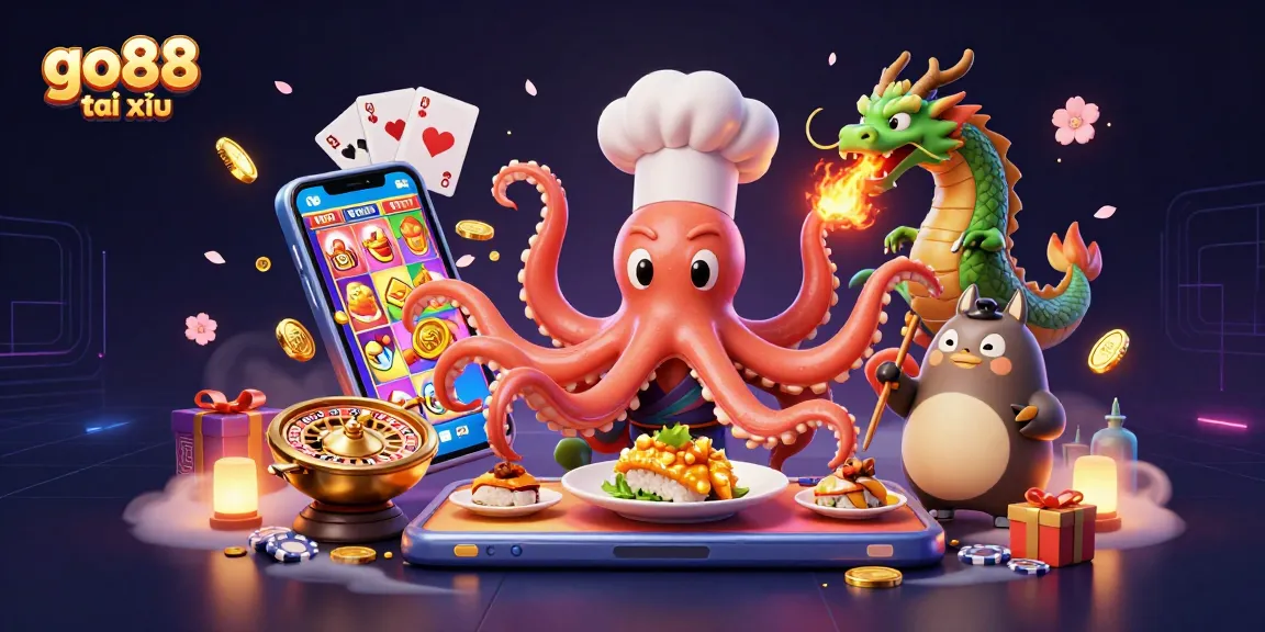 Engage in go88 tài xỉu with vibrant characters, interactive elements, and dynamic casino imagery.