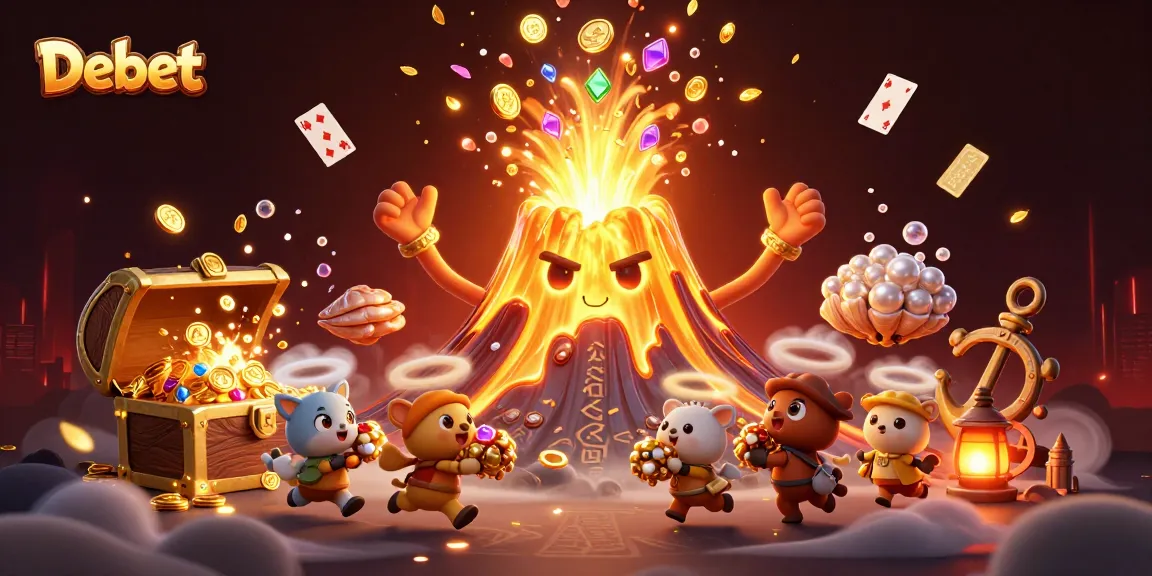 Debet reveals a triumphant volcano overflowing with treasures and adventure in a dynamic casino scene.