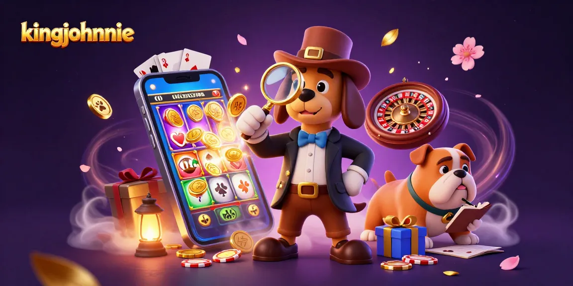 Kingjohnnie's detective duo uncovering treasure clues amid vibrant casino elements.